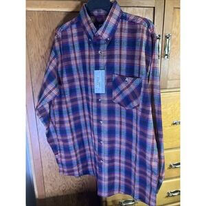 New! Mens Long Sleeve LT Tall Christmas Flannel Shirt Casual Bay Trading Company